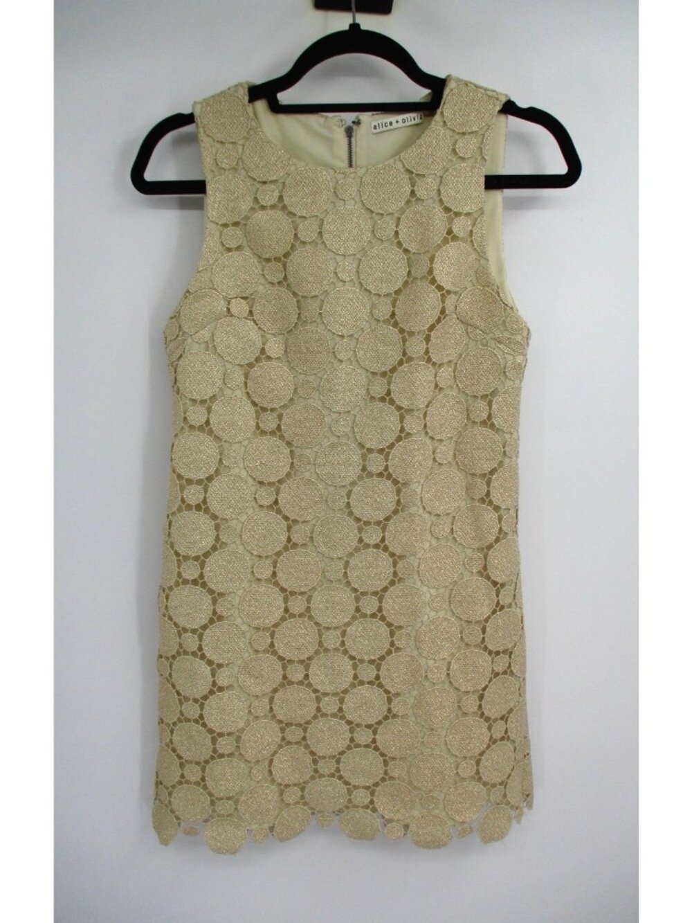 Alice + Olivia Womens Dress 2 Gold Circle Lace Dress Ladies Party Cocktail